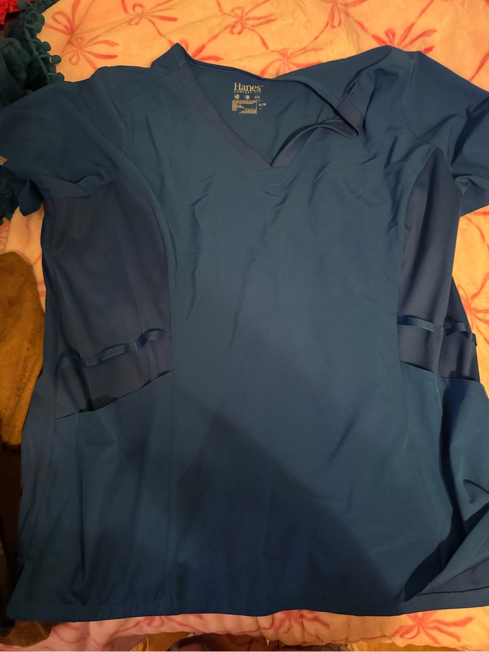Hanes Women's V-Neck Scrub Top - Navy Blue
